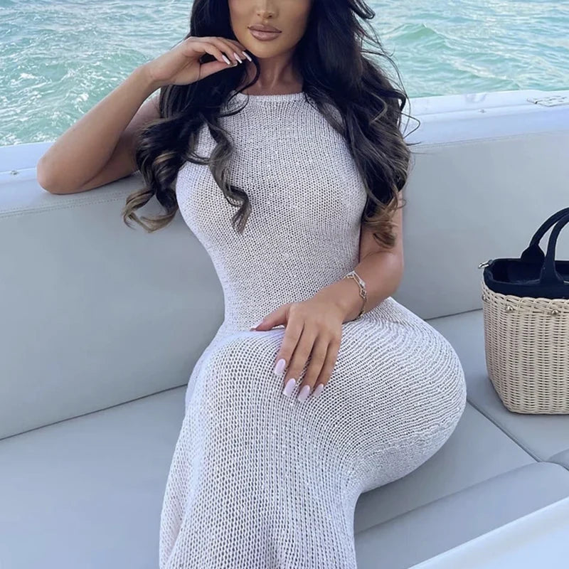 Sequin Backless Beach Cover-Up Dress