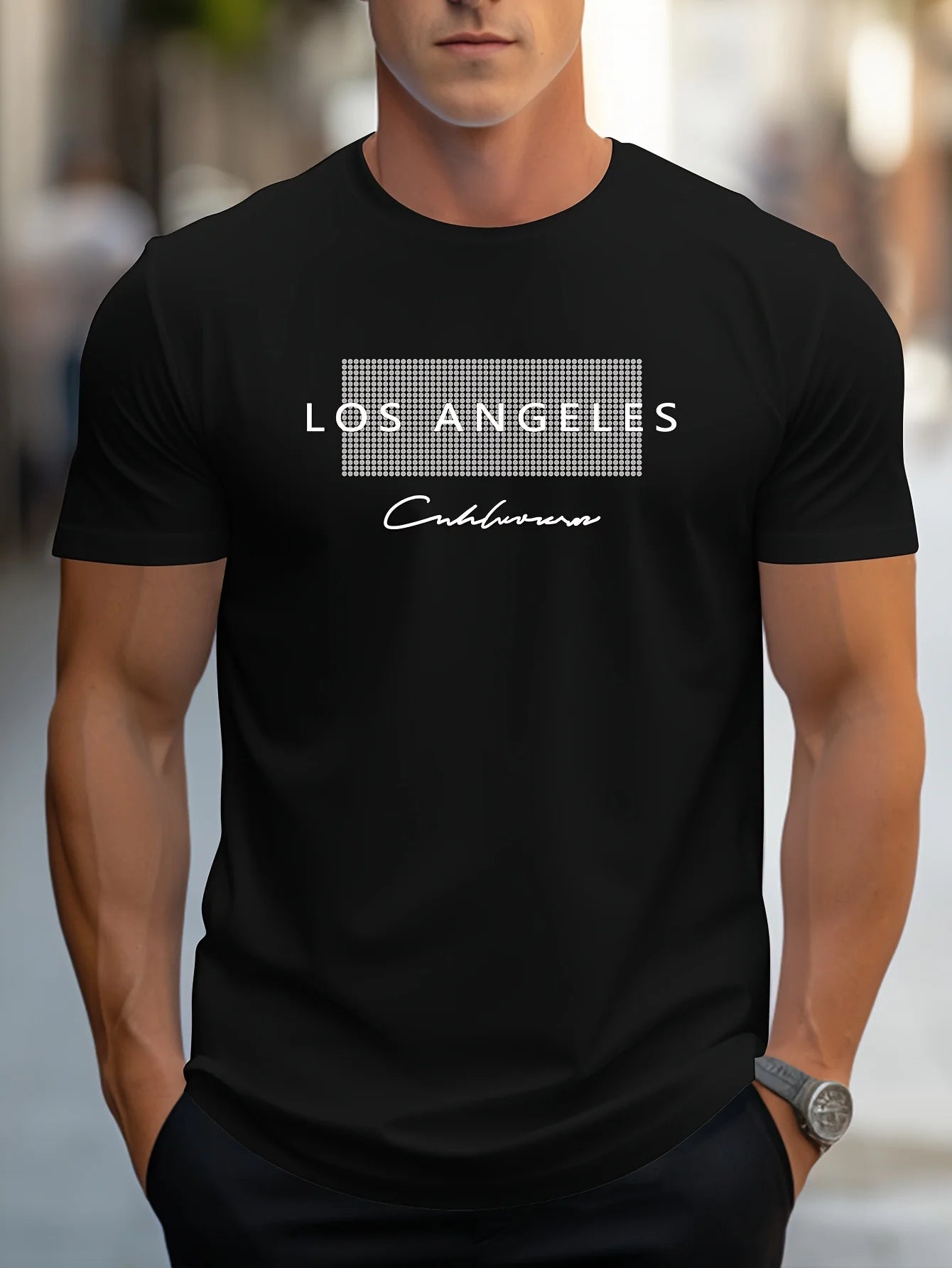 Men's 100% Cotton Los Angeles Graphic T-Shirt – Loose Fit, Breathable, Short Sleeve Casual Tee