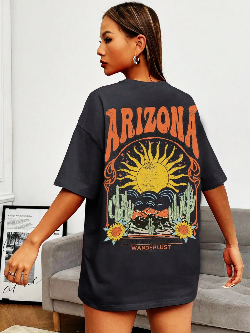 Women's Arizona Scenery Graphic T-Shirt – Harajuku Streetwear, 100% Cotton