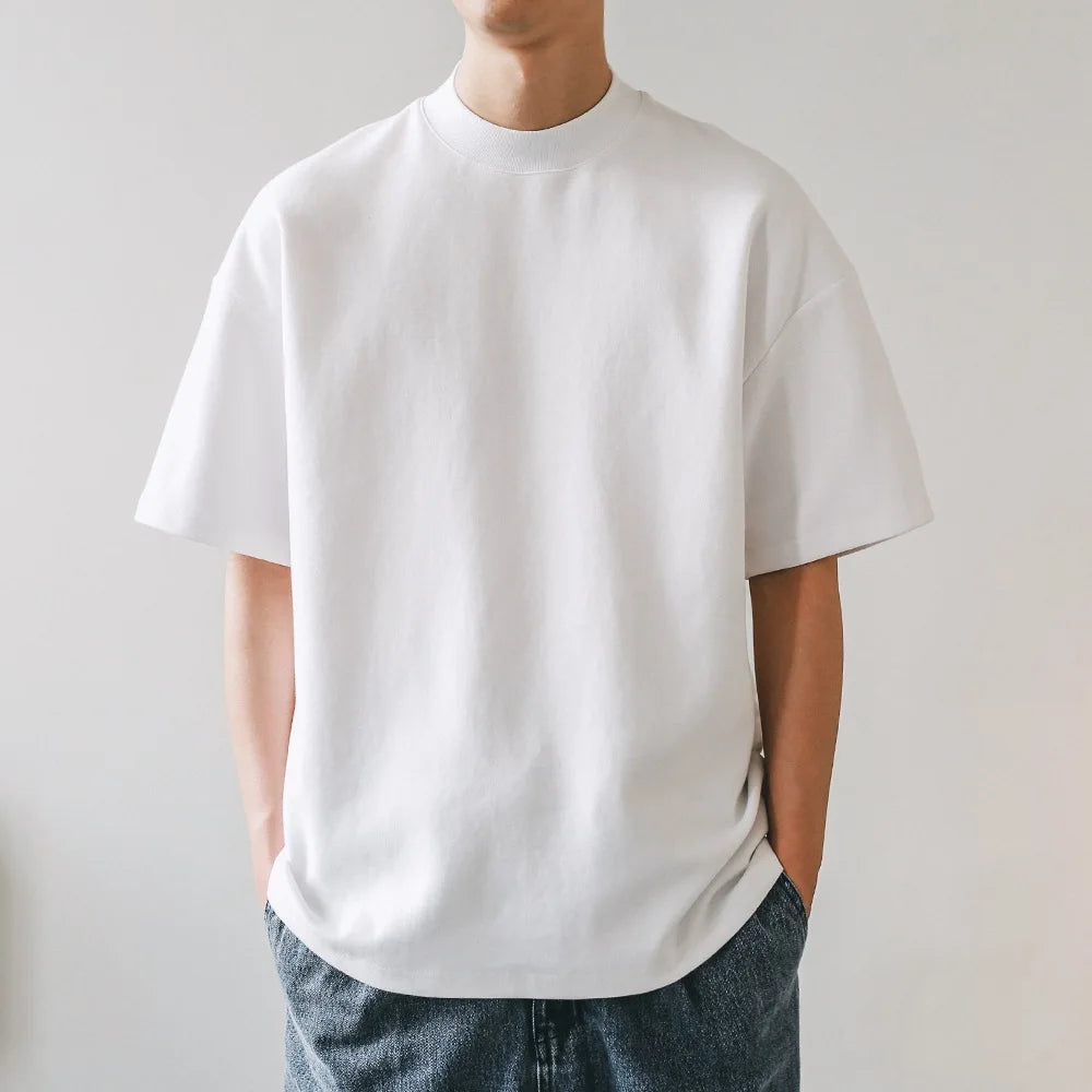 Men's Heavyweight Cotton T-Shirt – 350GSM, Relaxed Fit, Solid Colors