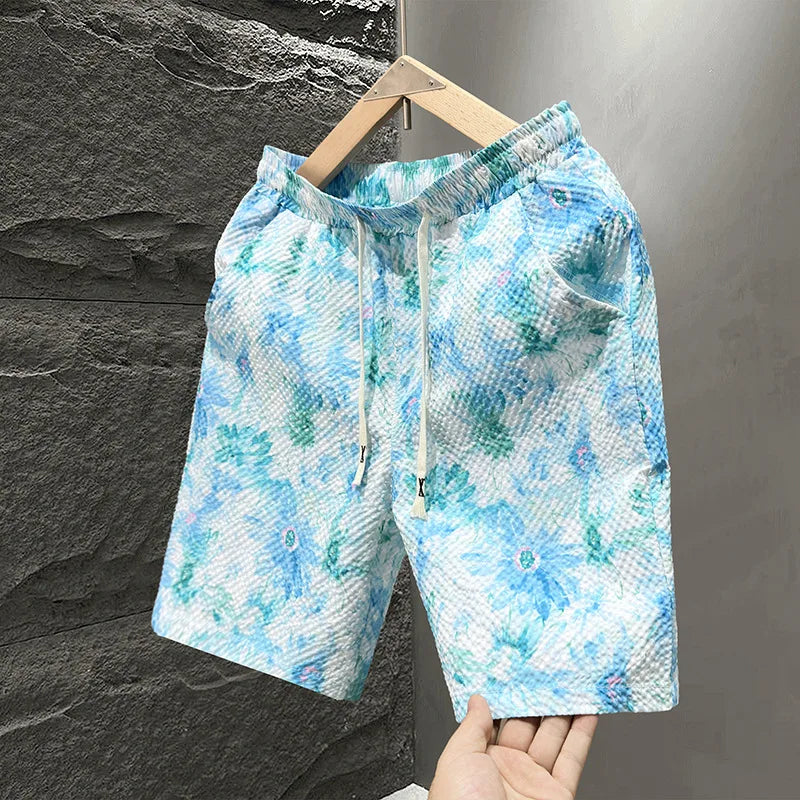 Men's Quick-Dry Printed Shorts – Loose Fit Vacation & Street Style