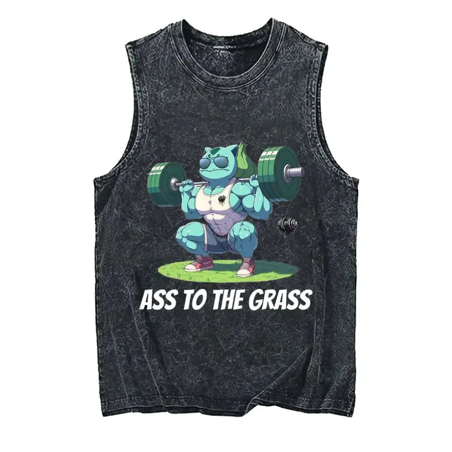 Men's Pokémon Oversized Vintage Washed Tank Top – Y2K Sleeveless Gym Shirt