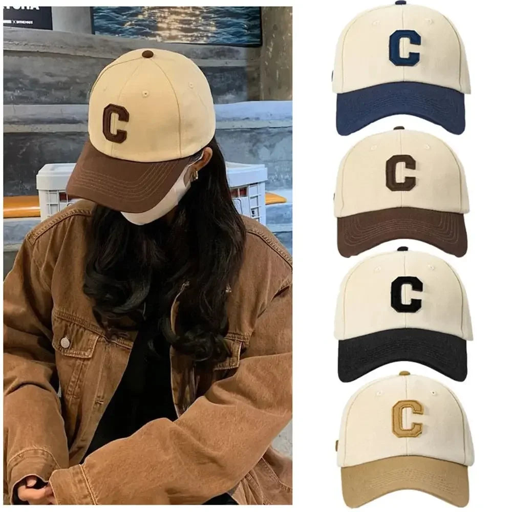 Letter C Patch Baseball Cap – Color Block Sun Visor for Men & Women