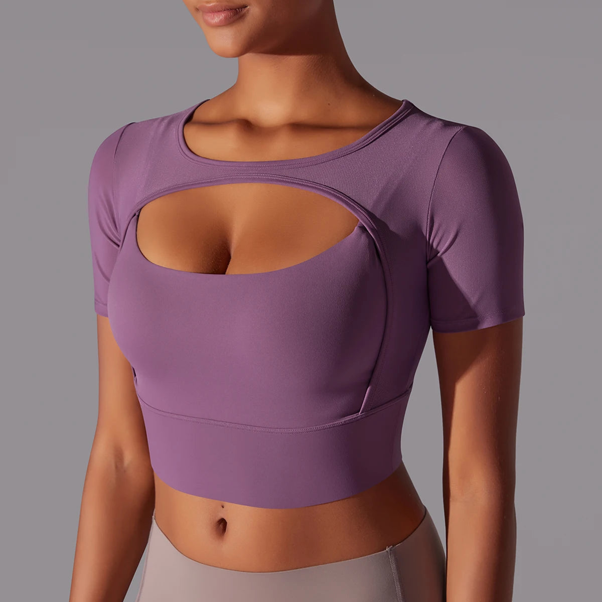 Women's Quick-Dry Mesh Yoga Top – Sexy Short Sleeve Gym Shirt for Running & Fitness