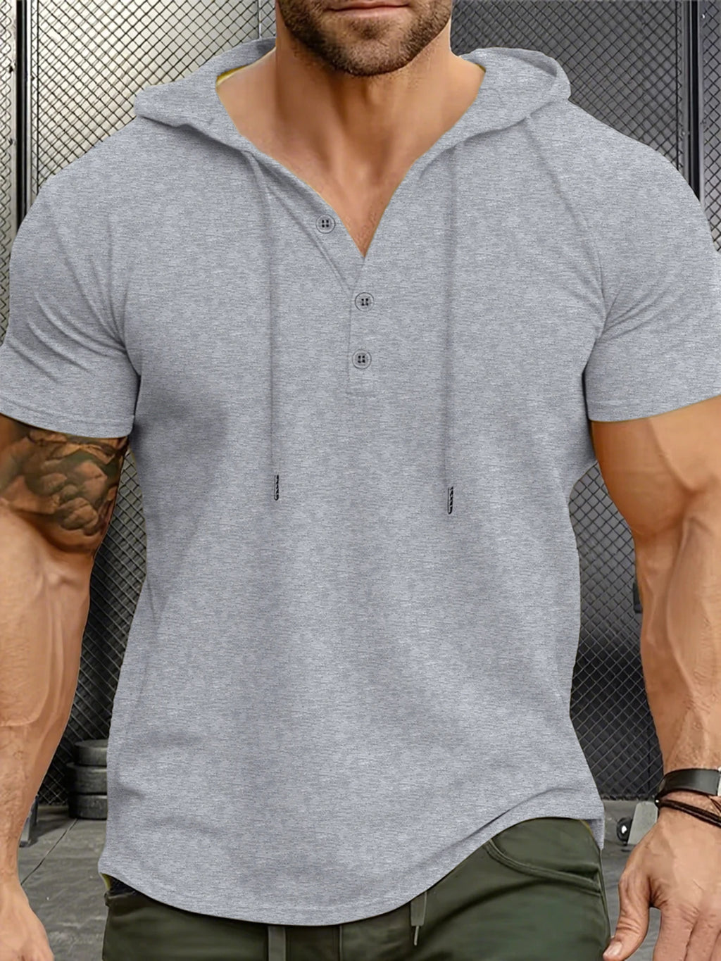 Men's Hooded Short-Sleeve Sports T-Shirt – Slim Fit Lightweight Gym Top