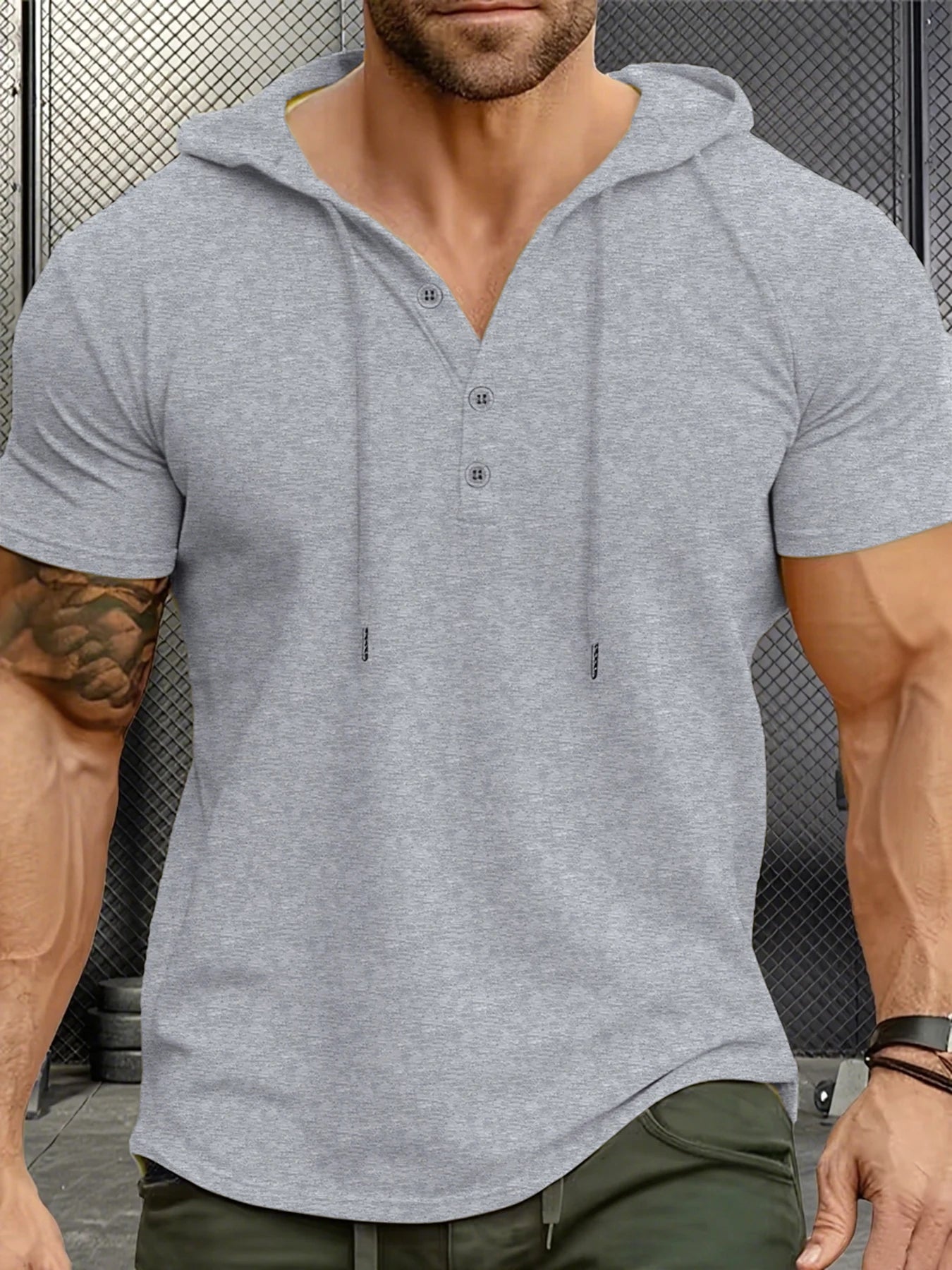 Men's Hooded Short-Sleeve Sports T-Shirt – Slim Fit Lightweight Gym Top