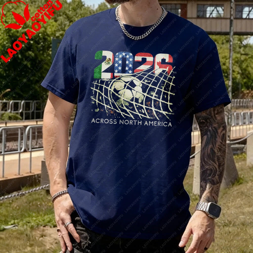 2026 World Cup Soccer T-Shirt | Goal Net Graphic Fan Tee USA, Mexico & Canada
