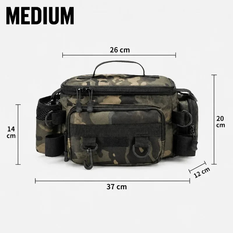 Waterproof Fishing Tackle Shoulder Bag – Large Capacity Crossbody with Rod Holder