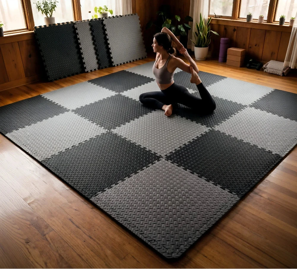 Interlocking Gym Floor Mat | Anti-Slip Rubber Exercise Tiles for Home Workout