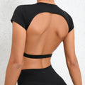 Women's Backless Sport Crop Top – Built-In Chest Pad, Yoga & Gym Wear