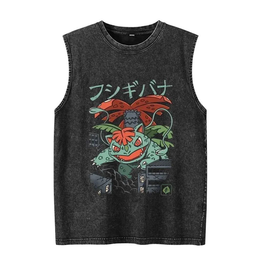 Pokémon Anime Graphic Tank Top | Vintage Wash Oversized Sleeveless Vest