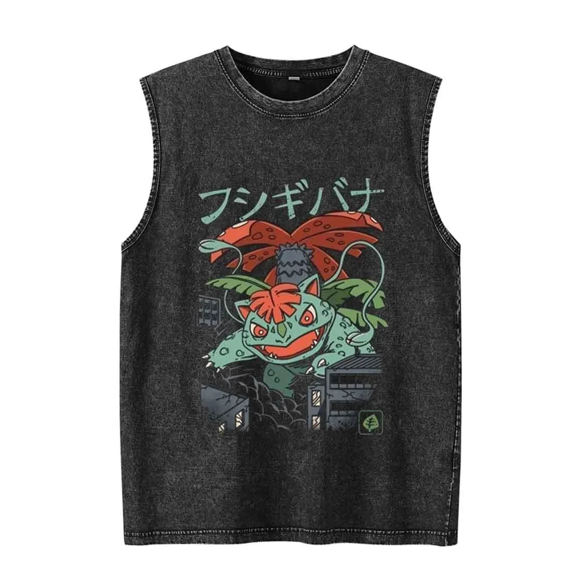 Pokémon Anime Graphic Tank Top | Vintage Wash Oversized Sleeveless Vest