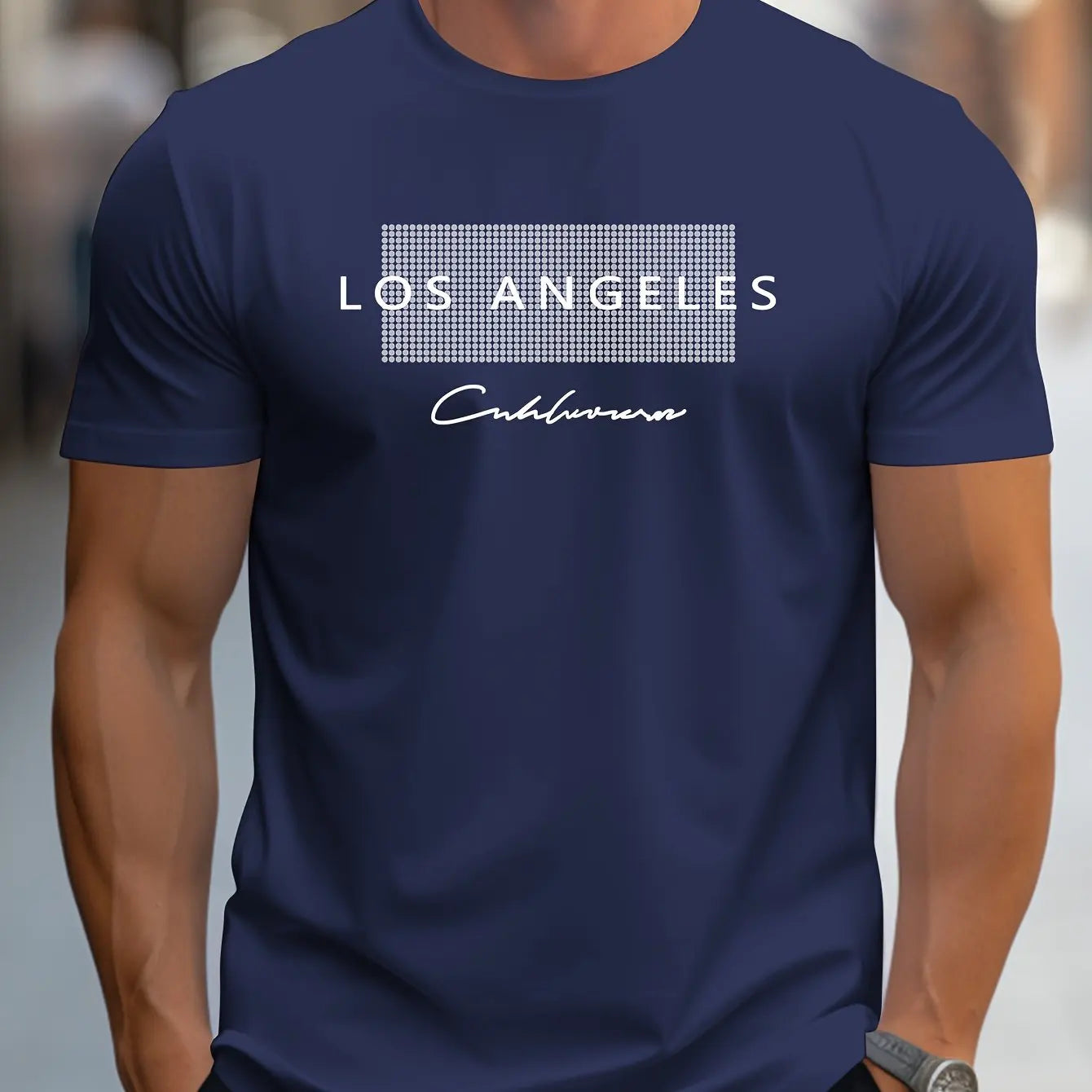 Men's 100% Cotton Los Angeles Graphic T-Shirt – Loose Fit, Breathable, Short Sleeve Casual Tee