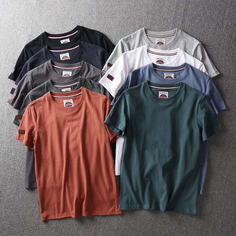 Men's Washed Cotton T-Shirt – American Retro Style, Breathable & Casual