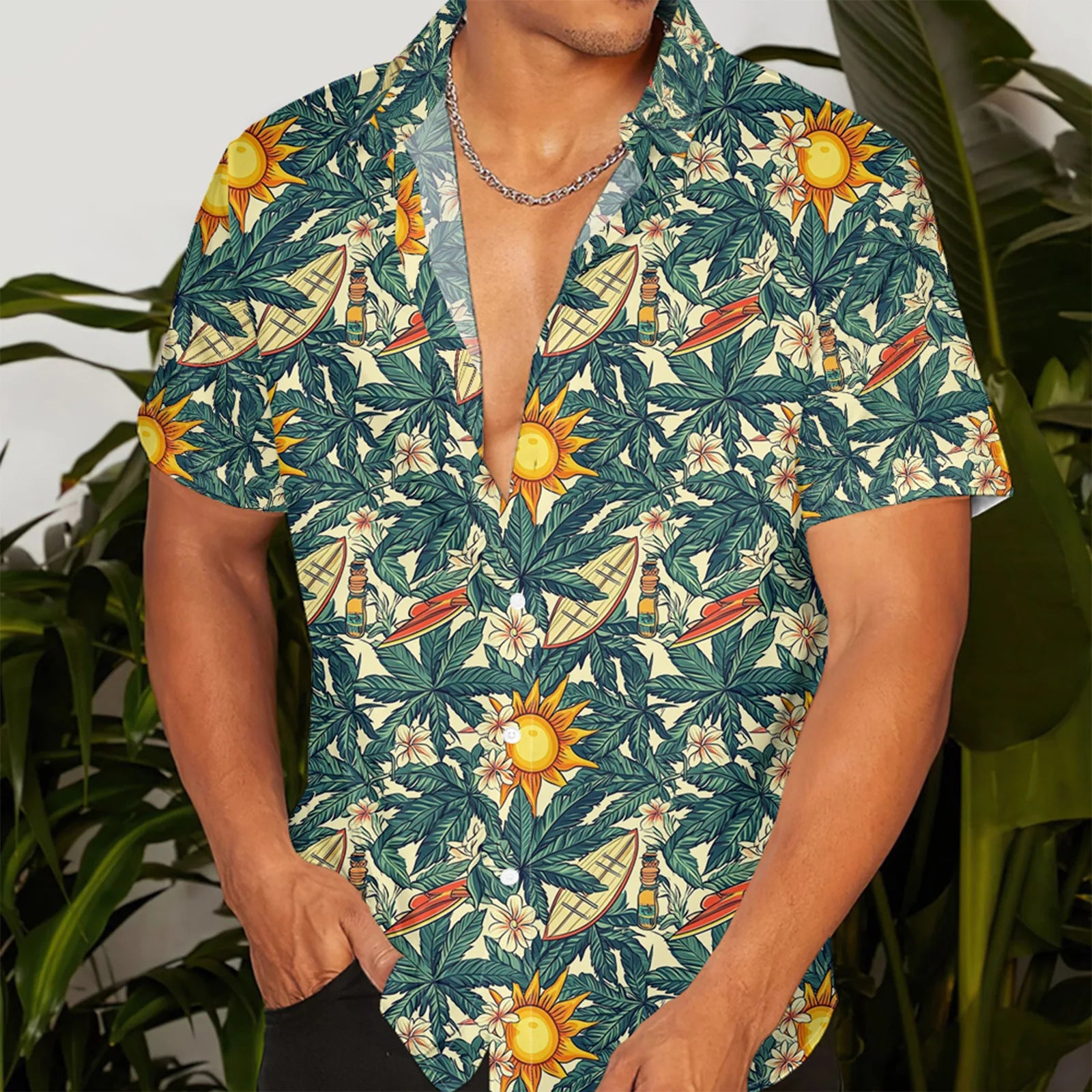 Men's Hawaiian Beach Shirt – Short Sleeve Button-Up Casual Top