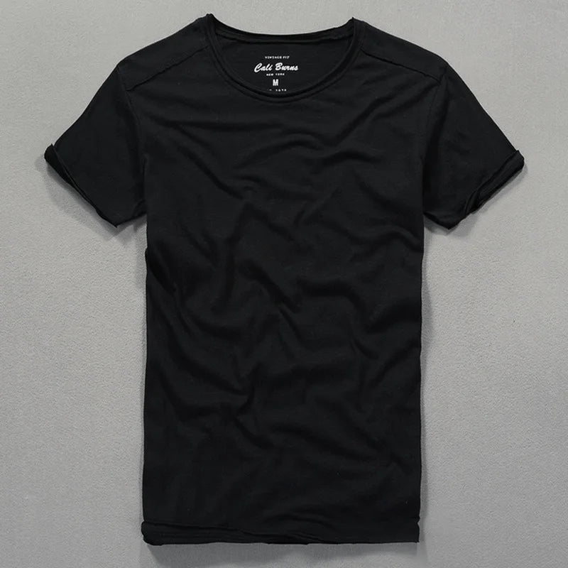 Men's Slub Cotton T-Shirt | Breathable Casual Tee | Summer Harajuku Style