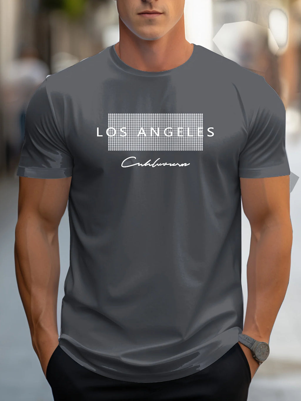 Men's 100% Cotton Los Angeles Graphic T-Shirt – Loose Fit, Breathable, Short Sleeve Casual Tee