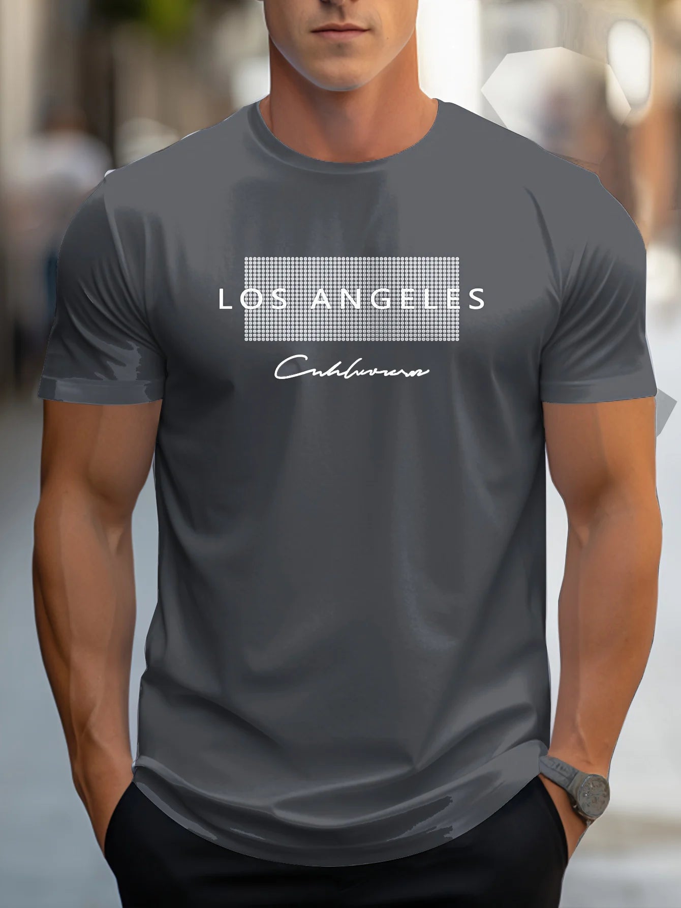 Men's 100% Cotton Los Angeles Graphic T-Shirt – Loose Fit, Breathable, Short Sleeve Casual Tee