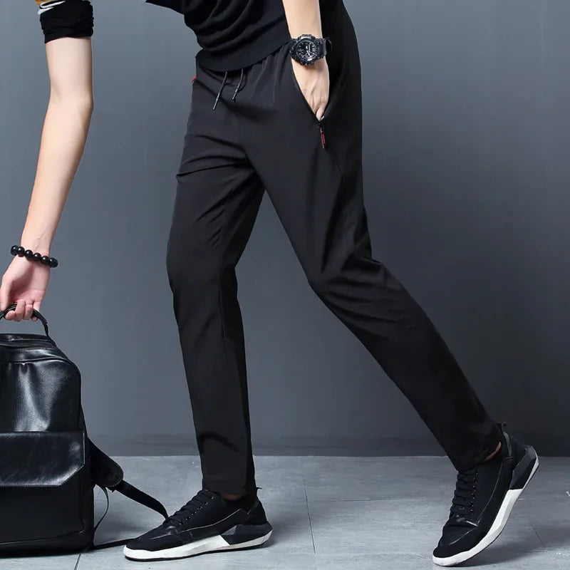 Men's Slim Fit Jogger Pants – Elastic Waist, Korean Style, Available in Plus Sizes