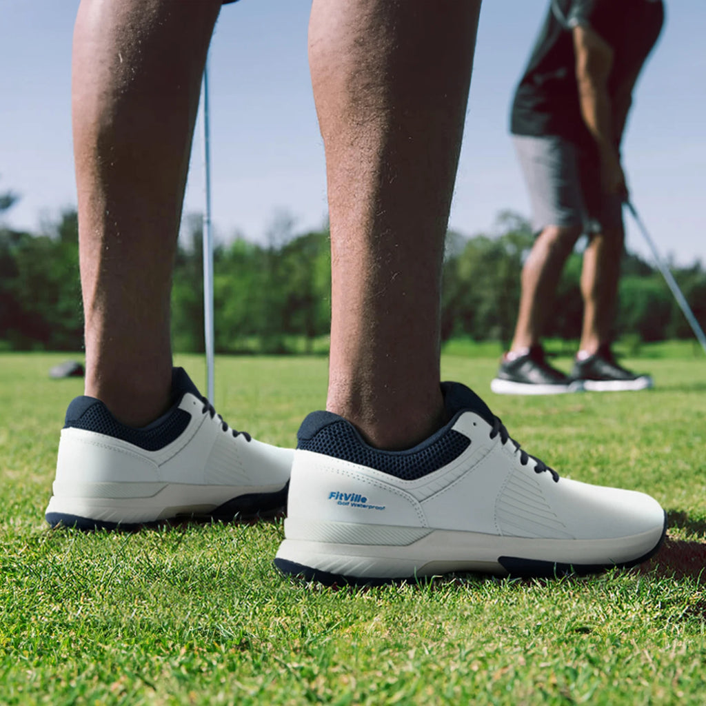 FitVille Men's Wide Golf Shoes – Waterproof, Non-Slip & Extra Wide Fit for Swollen Feet