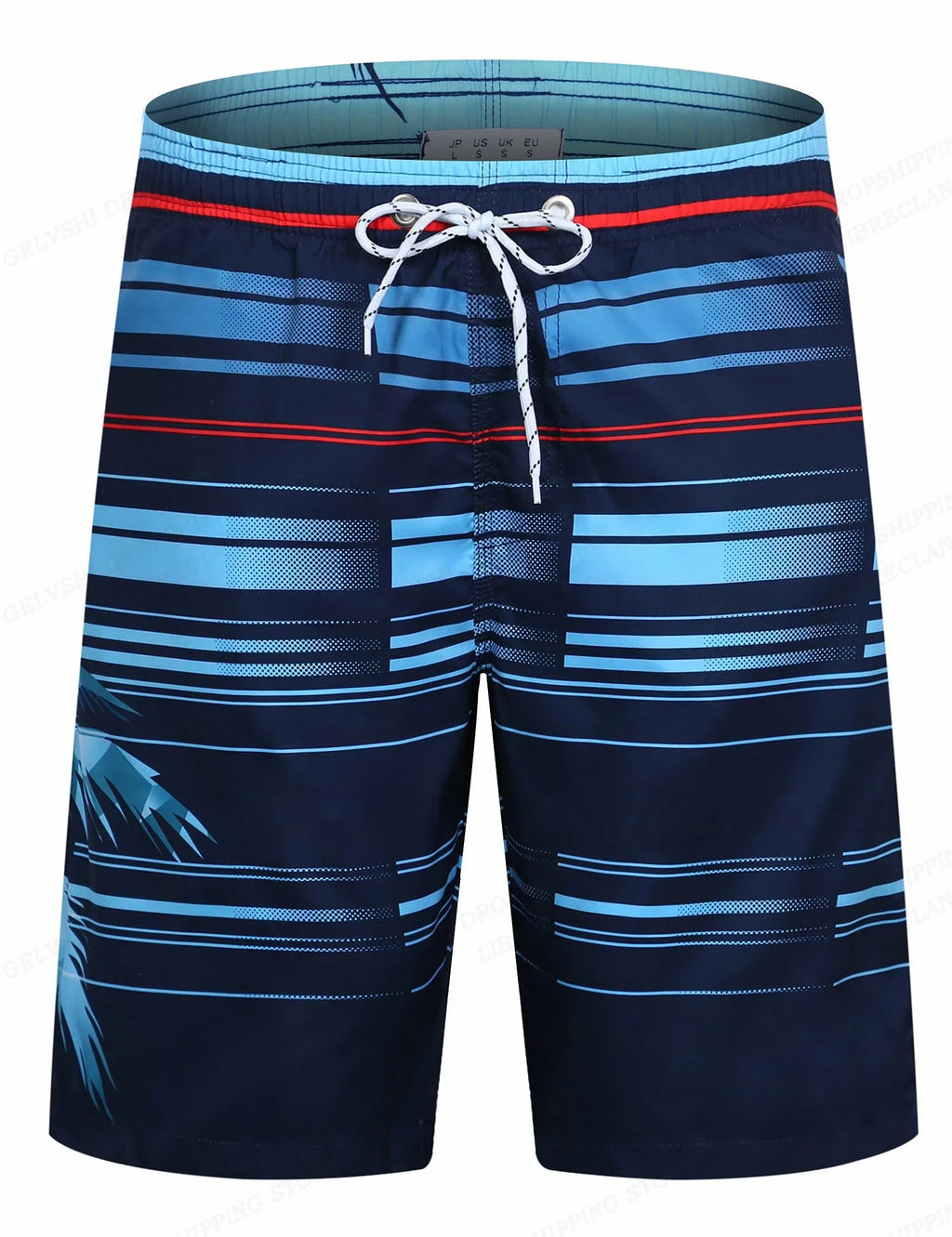 Men's Striped Board Shorts – Lightweight Swim Trunks for Beach