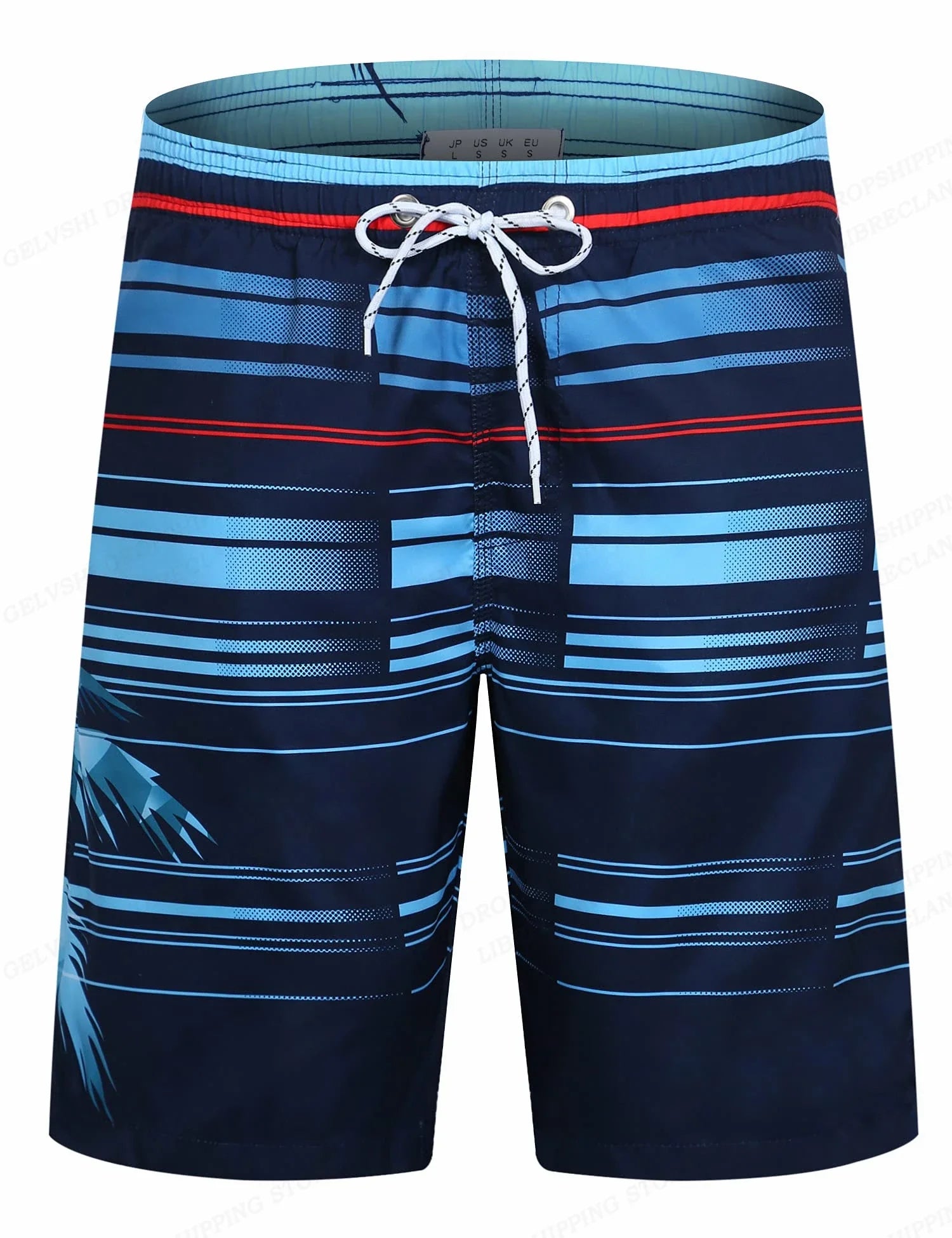 Men's Striped Board Shorts – Lightweight Swim Trunks for Beach