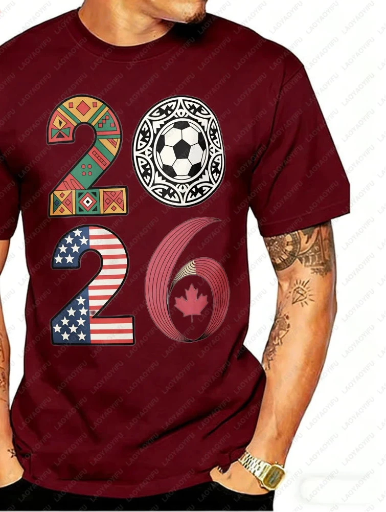 2026 World Cup Soccer Graphic Tee – USA, Canada & Mexico Cotton Shirt