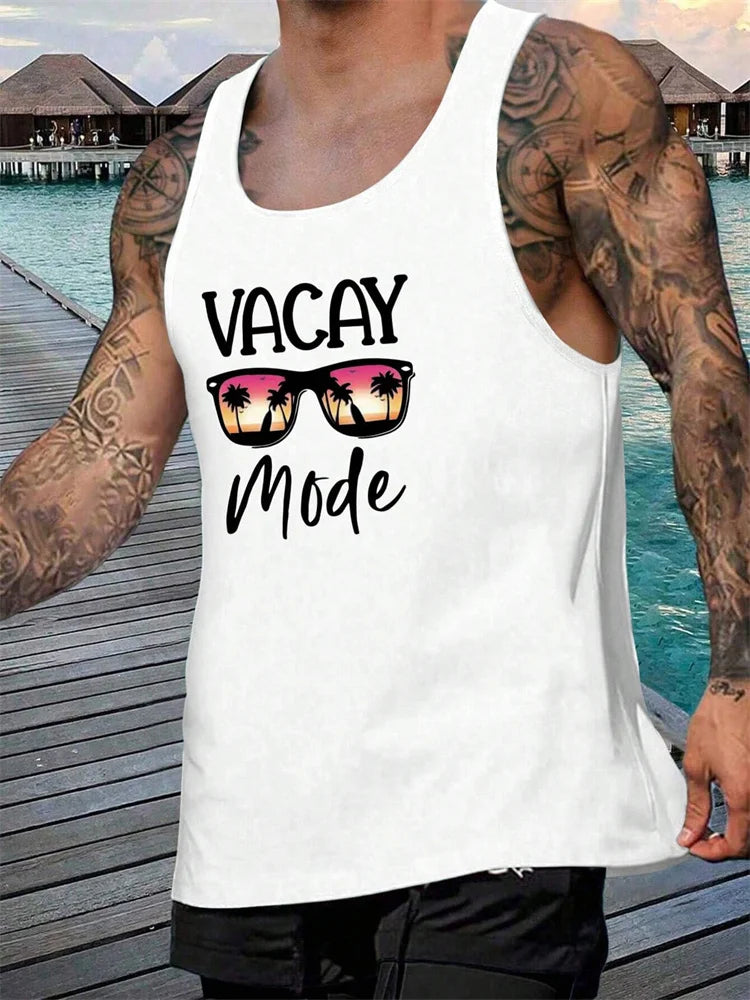 Men's Gradient Texture Sleeveless Vest – Oversized Hawaiian Beach Tank Top