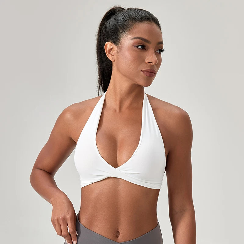 Women's Halter Neck Sports Bra – Quick-Dry Yoga & Gym Bra with Stylish Open Back (S-2XL)