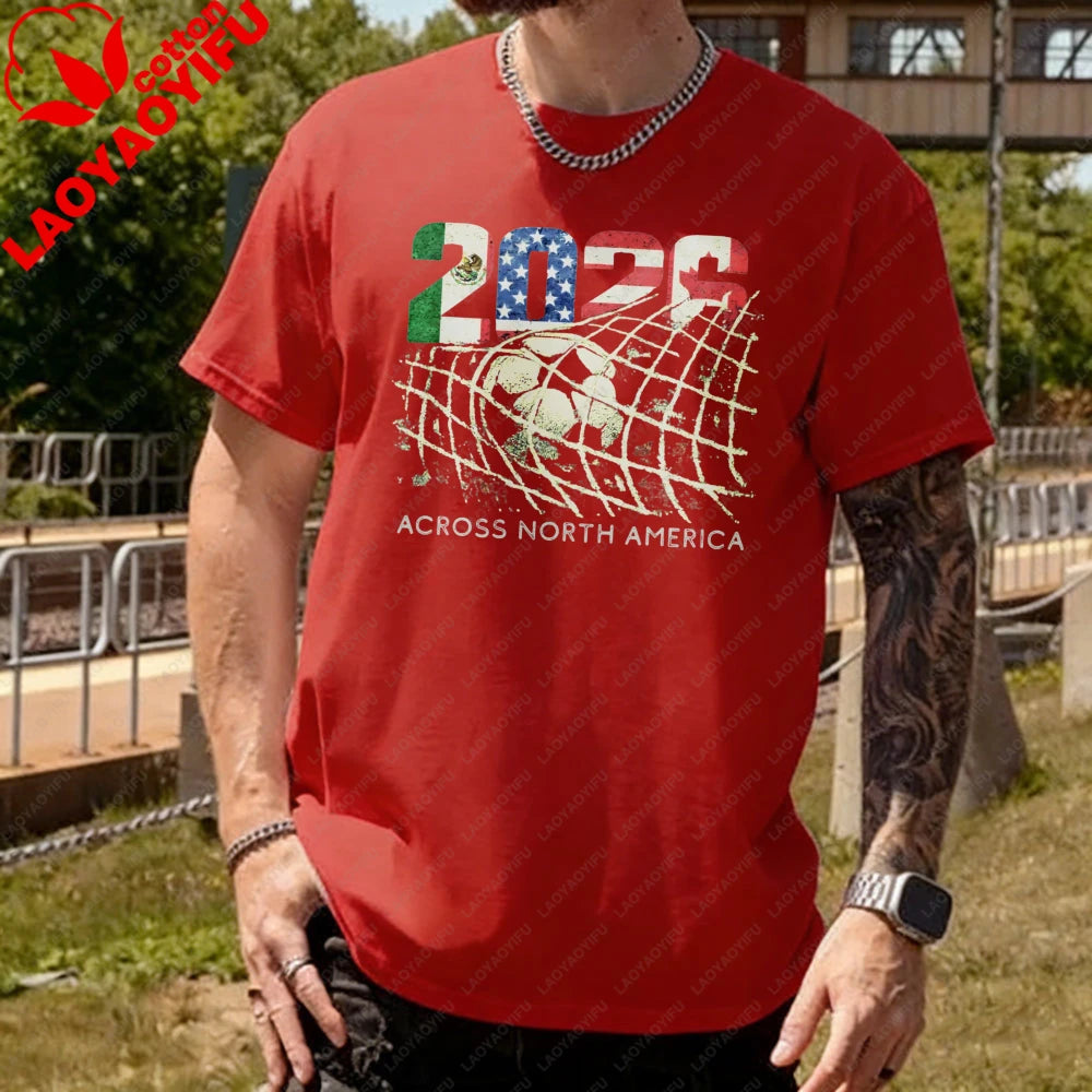 2026 World Cup Soccer T-Shirt | Goal Net Graphic Fan Tee USA, Mexico & Canada