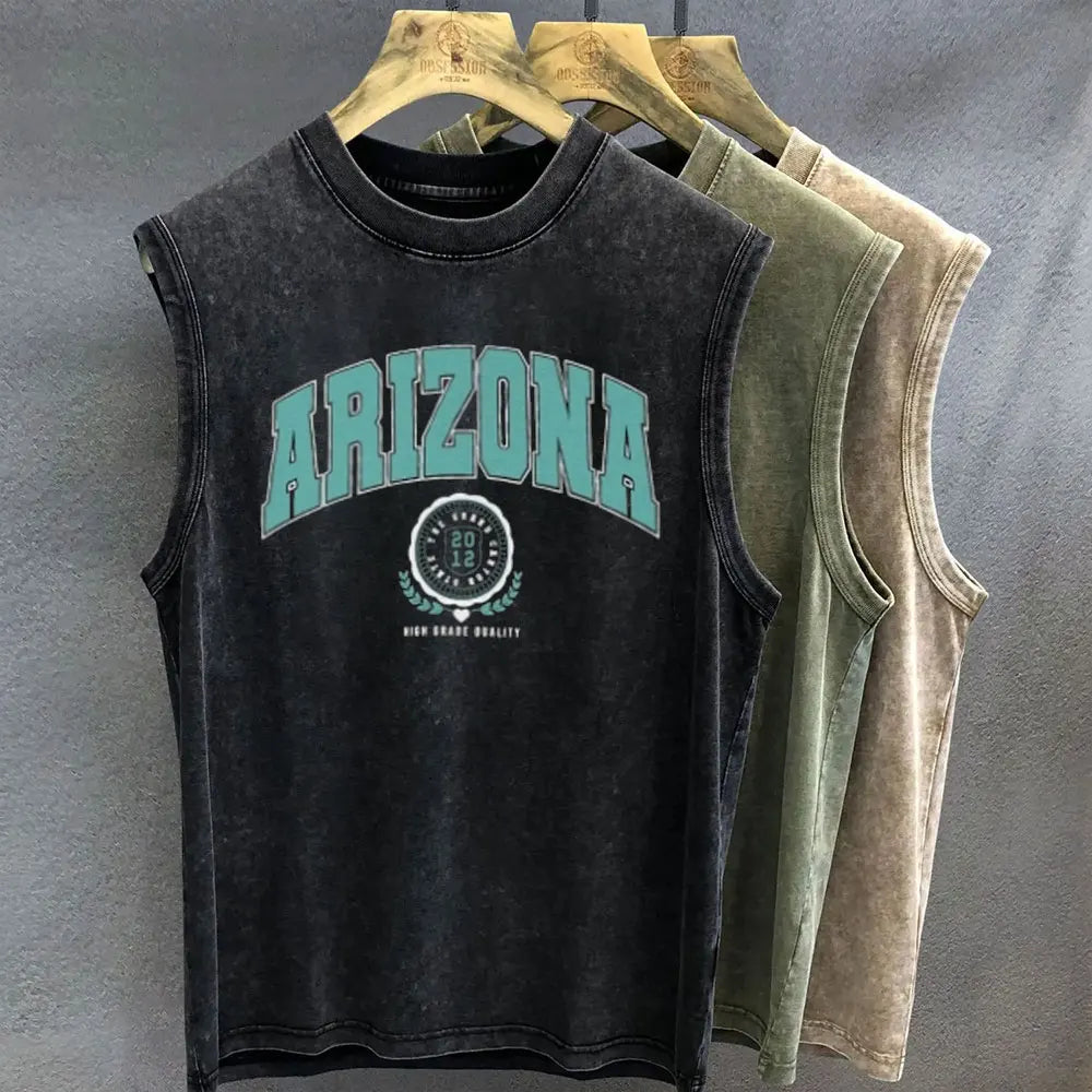 Vintage Wash Graphic Oversized Tank Top | Brasil, Italia & Arizona Prints