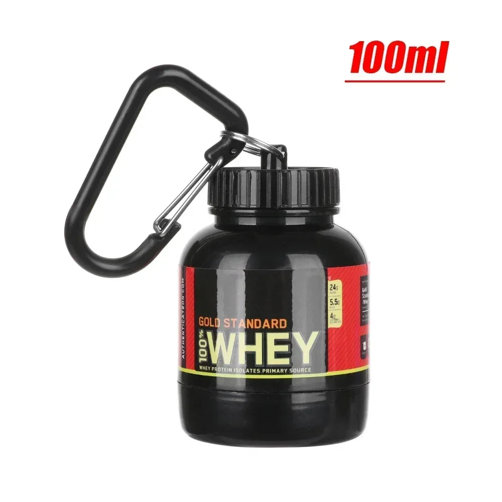 Mini Leakproof Protein Powder Container with Keychain – 100ml Gym Supplement Storage (1, 2, 5, 10 & 20 Pack)