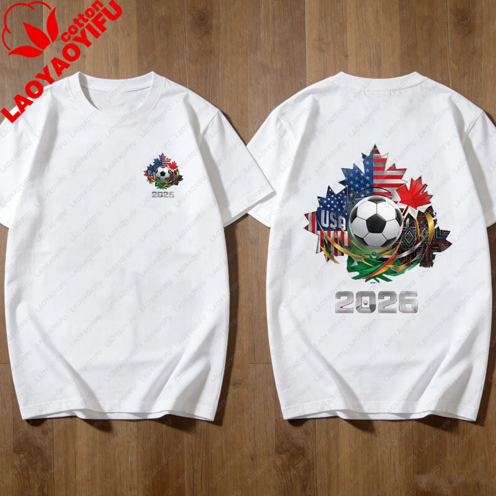 2026 FIFA World Cup T-Shirt – USA, Canada & Mexico Fan Tee | Cotton Graphic Top