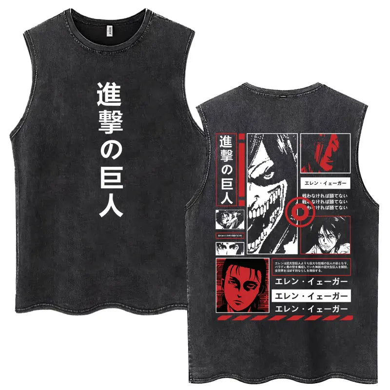 Attack on Titan Anime Tank Top – Mikasa & Eren Jaeger Sleeveless Tee (S–XXL)
