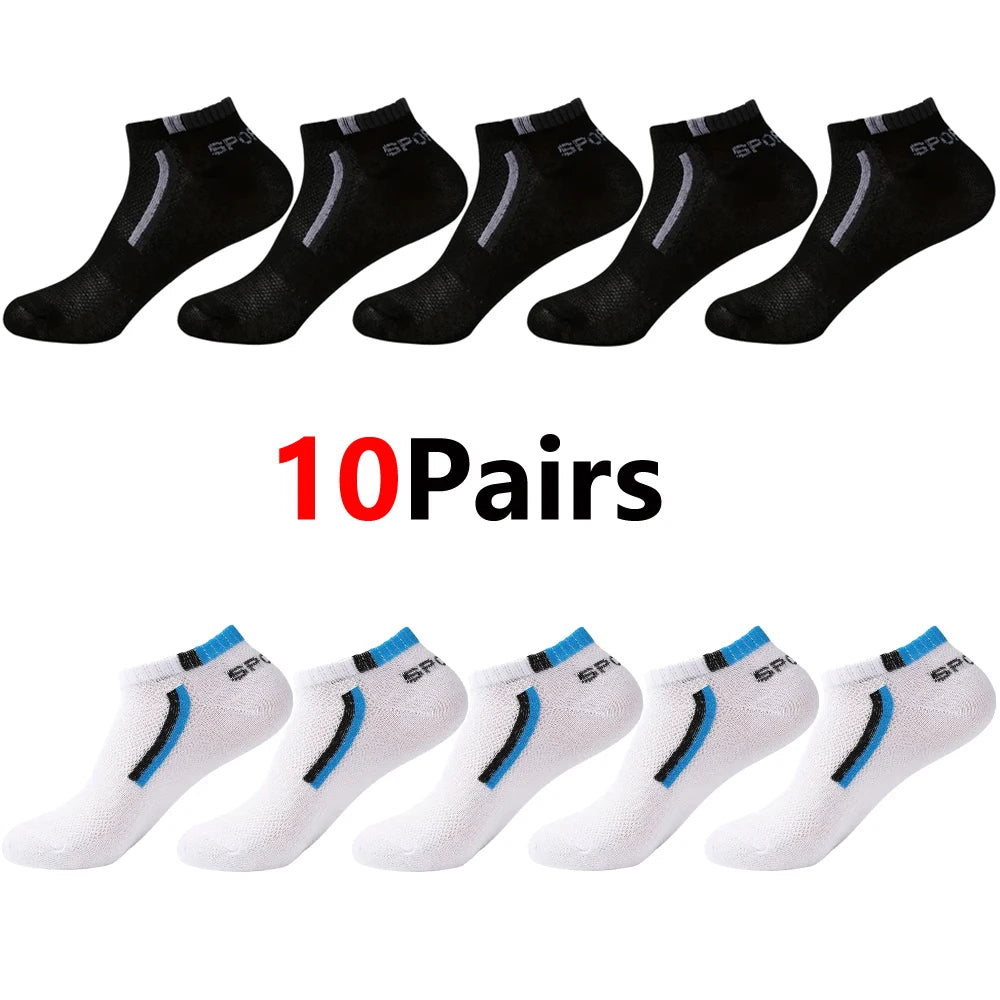 Men's Mesh Ankle Socks – 30-Pack Breathable Color-Block Sport Socks