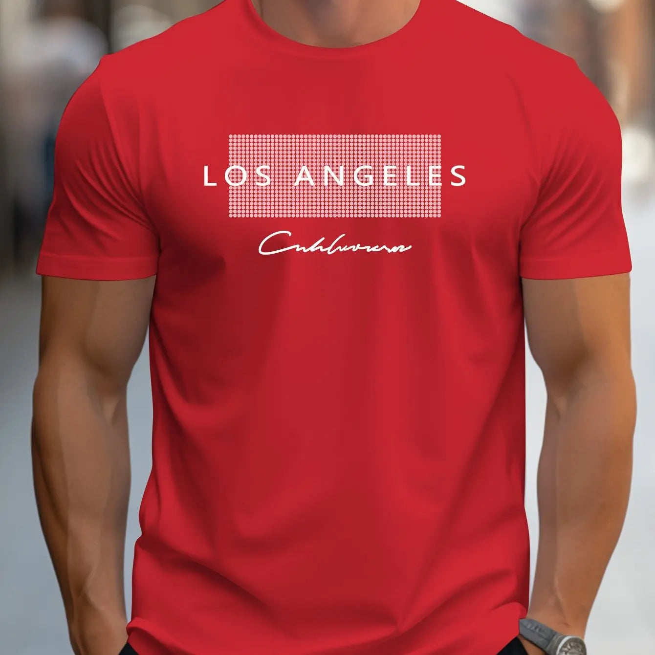 Men's 100% Cotton Los Angeles Graphic T-Shirt – Loose Fit, Breathable, Short Sleeve Casual Tee