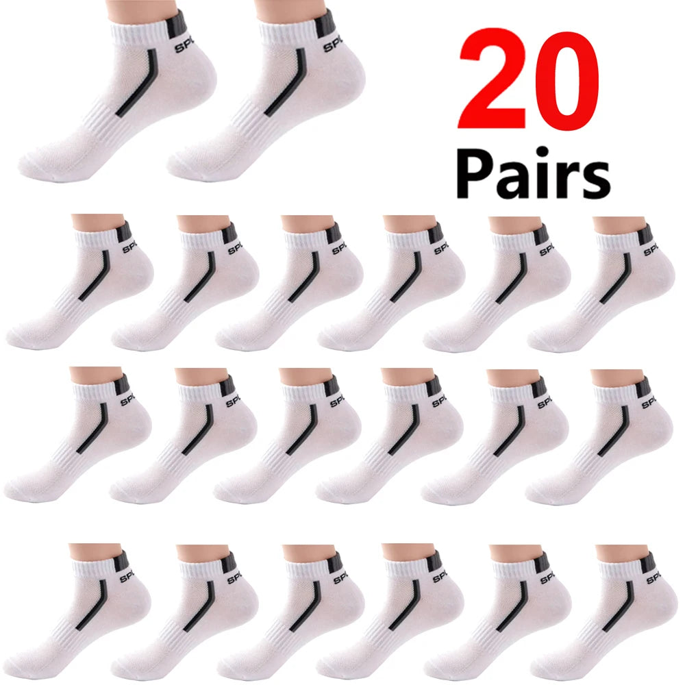 Men's Mesh Ankle Socks – 30-Pack Breathable Color-Block Sport Socks