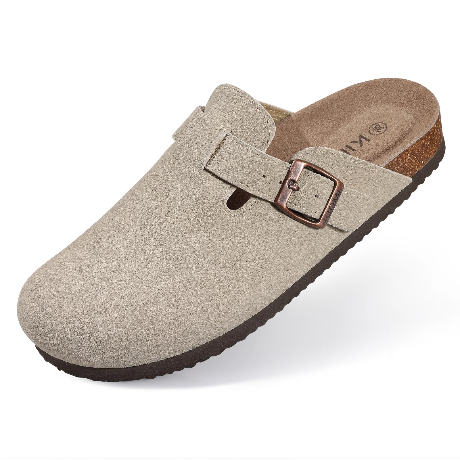 Women's Suede Mule Sandals with Cork Insole & Arch Support