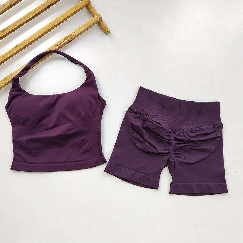 Women's Seamless 2-Piece Yoga Set – Sports Bra & High-Waist Leggings