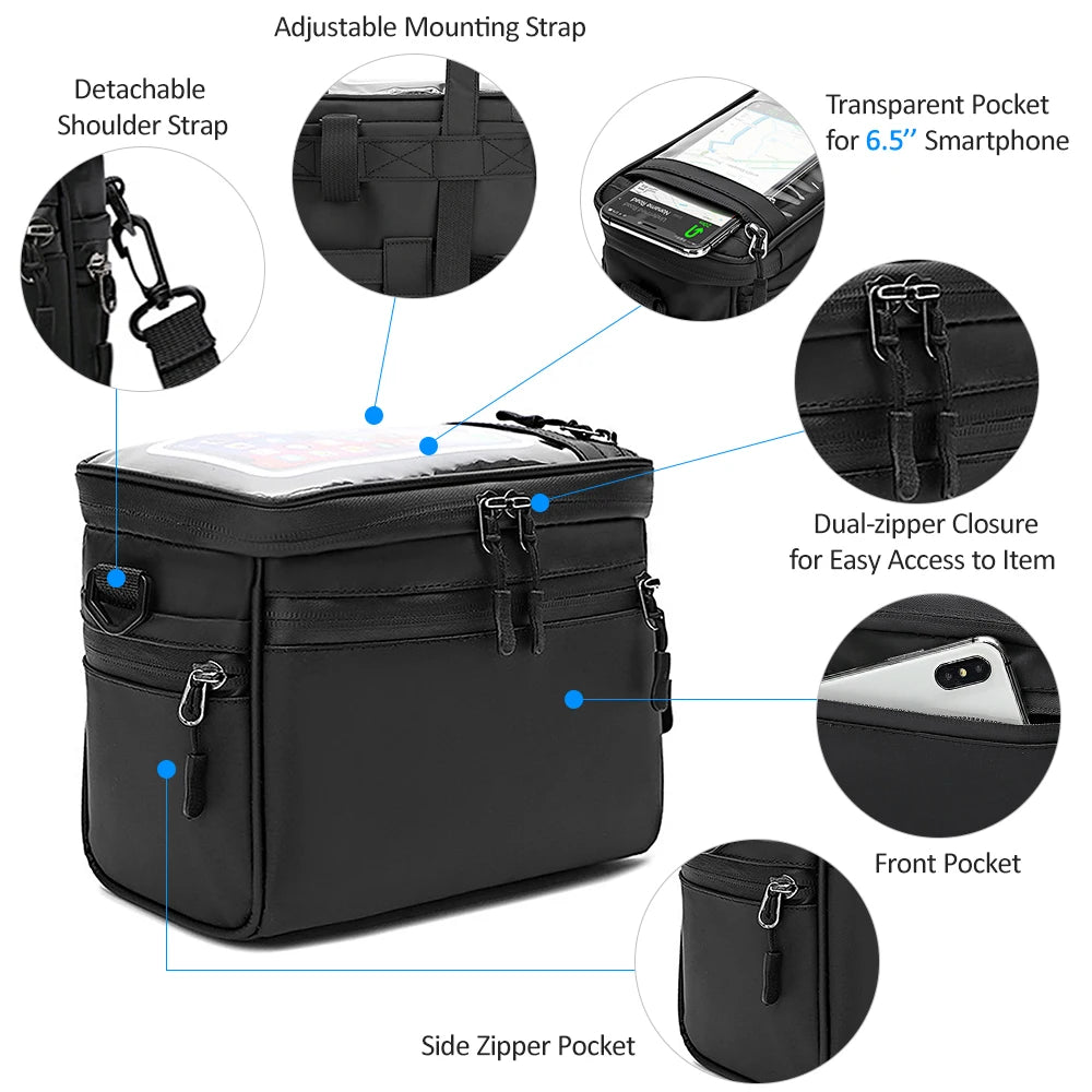 Waterproof Bicycle Handlebar Bag – Front Tube Cycling Pouch