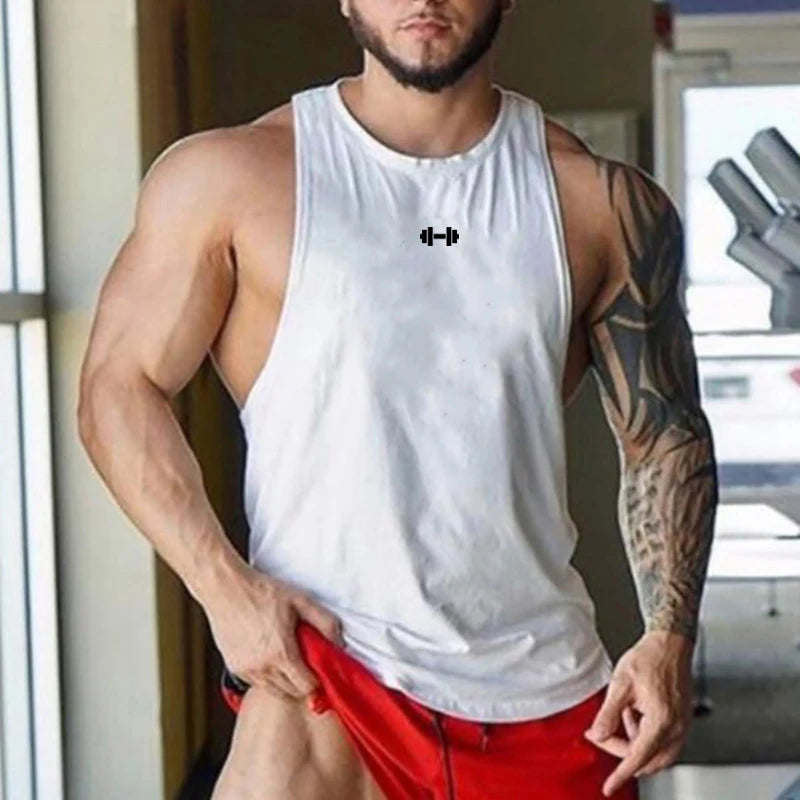 Men's Cotton Sleeveless Tank Top – Breathable Gym Vest for Fitness, Running & Street Style