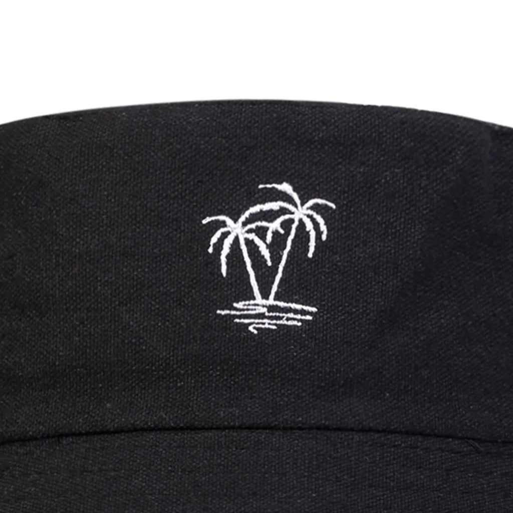 Coconut Tree Embroidery Bucket Hat | Reversible Unisex Fisherman Cap | Outdoor Sun Hat