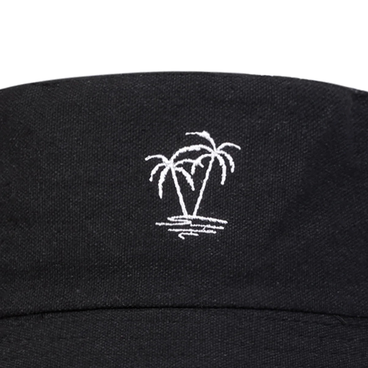 Coconut Tree Embroidery Bucket Hat | Reversible Unisex Fisherman Cap | Outdoor Sun Hat
