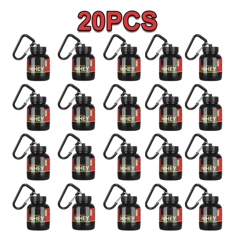 Mini Leakproof Protein Powder Container with Keychain – 100ml Gym Supplement Storage (1, 2, 5, 10 & 20 Pack)