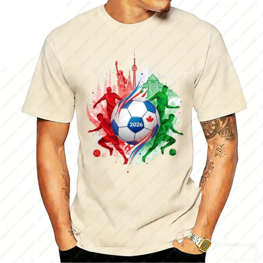 2026 North America Soccer Graphic T-Shirt – Cotton Fan Tee for Men & Women