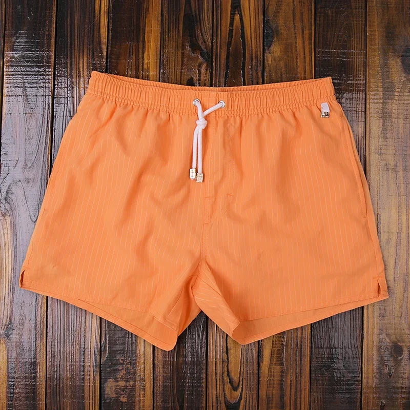 Men's Striped Beach Shorts – Premium Nylon Swim Trunks with Lining