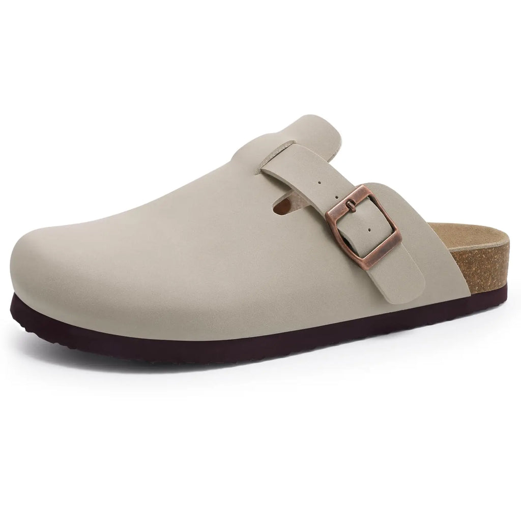 Women's Suede Mule Sandals with Cork Insole & Arch Support