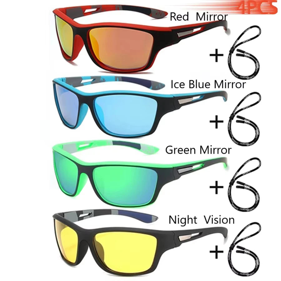 Fashion Sports Sunglasses with Chain | UV400 Mirror Lens, Unisex Retro Style