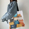 Cat Print Linen Tote Bag – Lightweight Everyday Shoulder & Shopper Bag