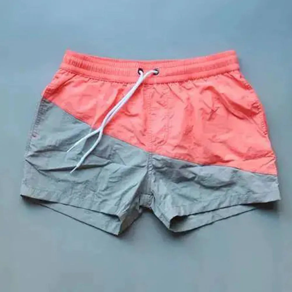 Men's Contrast Color Swim Trunks | Waterproof Quick-Dry Beach Shorts